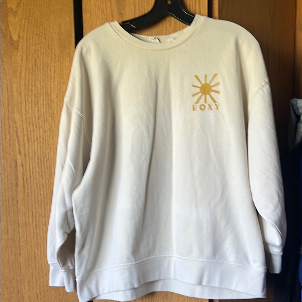 Roxy Off-White Sweatshirt with Yellow Sun Logo